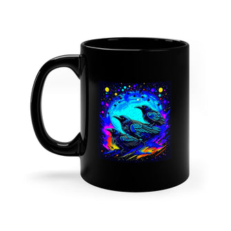 Graphix Fuse "Celestial Crows" 11oz Black Ceramic Mug