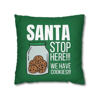 Santa Stop Here We Have Cookies Polyester Square Pillow Case