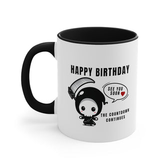 Graphix Fuse "Happy Birthday See You Soon" Black Accent Coffee Mug, 11oz