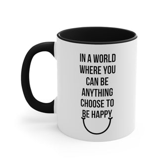 Graphix Fuse "Choose Happy" Black Accent Coffee Mug, 11oz