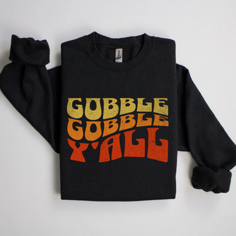 Graphix Fuse "Gobble Gobble Y'all" Unisex Heavy Blend Sweatshirt, in black