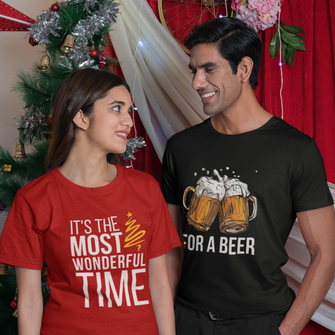 Graphix Fuse "It's The Most Wonderful Time For A Beer" Matching Holiday Tees